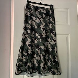 Aqua Midi Skirt in Army Print